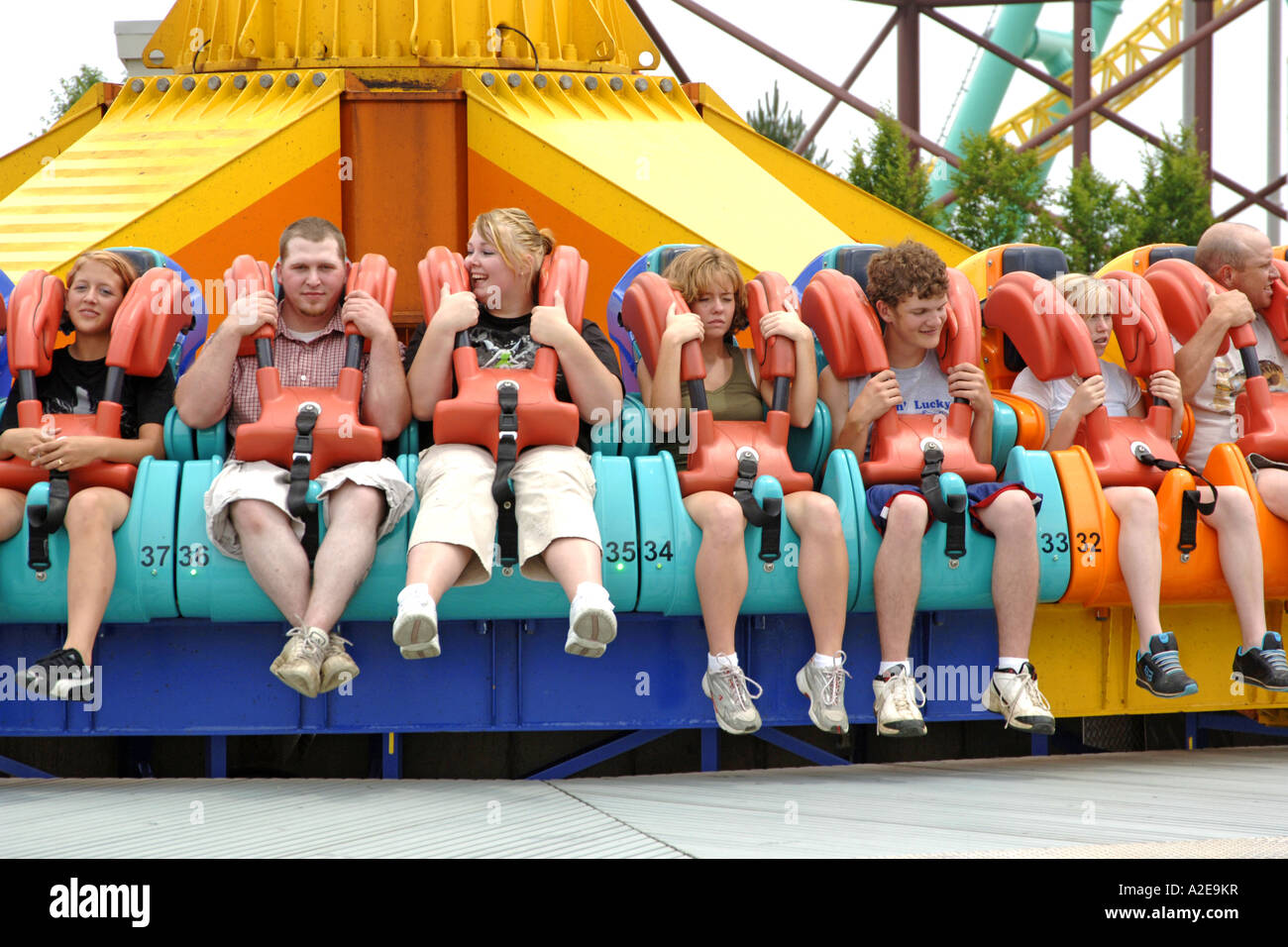Un effrayant Amusement Park ride at Cedar Point Sandusky Ohio OH Banque D'Images