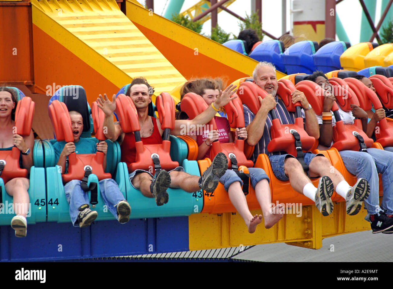 Un effrayant Amusement Park ride at Cedar Point Sandusky Ohio OH Banque D'Images
