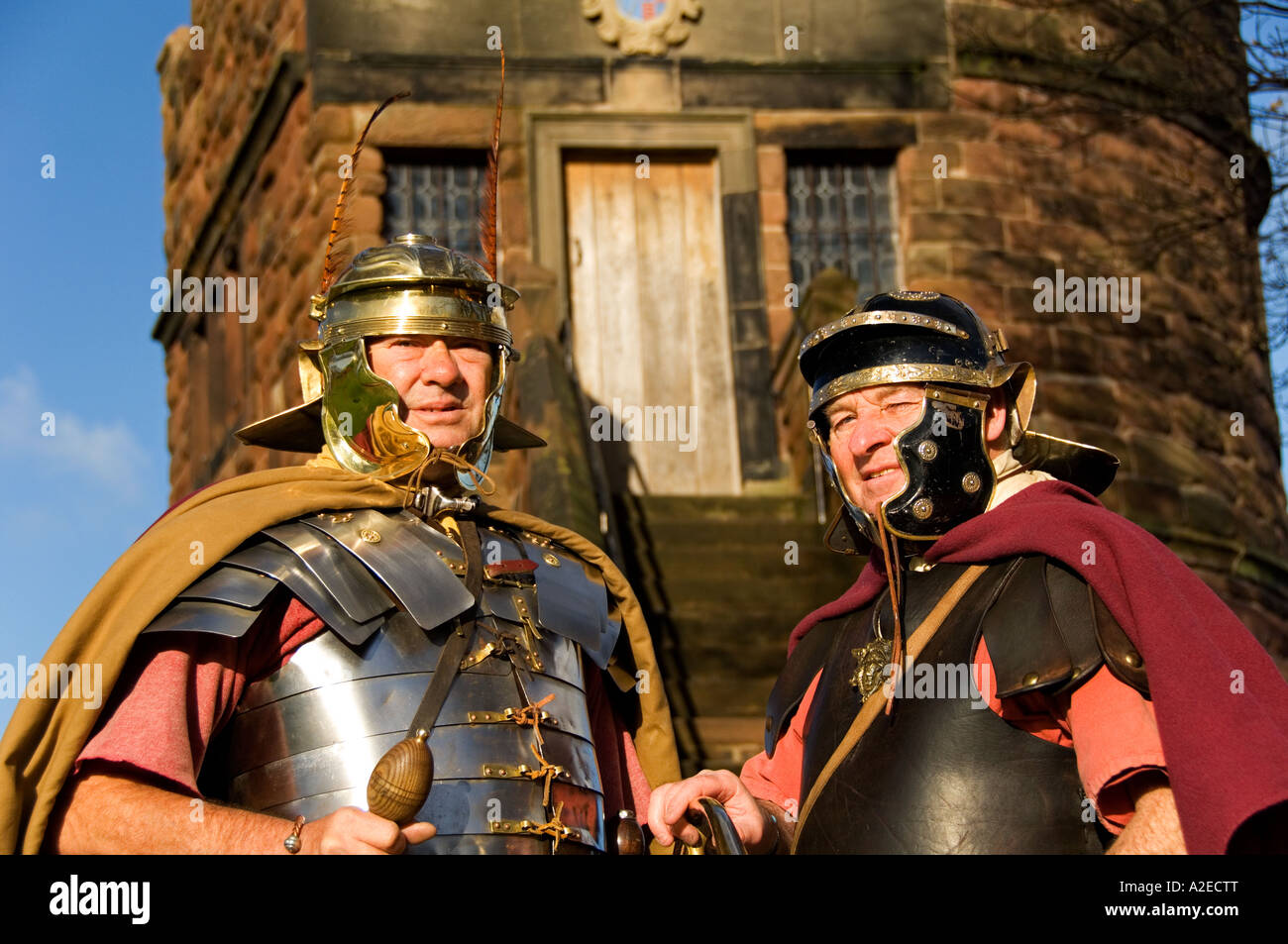 Légionnaires romains en face du roi Charles, Tour des Remparts, Chester, Cheshire, Angleterre, Royaume-Uni Banque D'Images