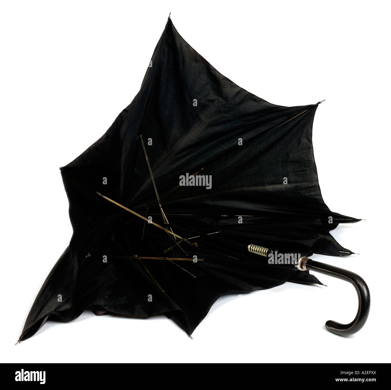 Parapluie noir cassé Banque D'Images