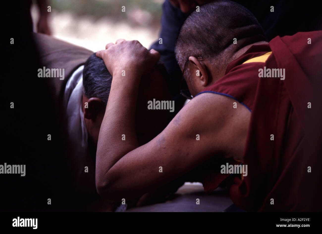 Le Dalaï Lama est titulaire d'une audience privée avec pèlerins tibétains à Bodhgaya Banque D'Images