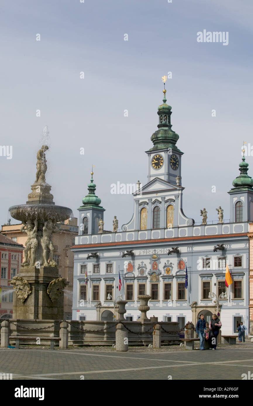 La place Premysl Otakar II, la République tchèque, Ceske Budejovice Banque D'Images