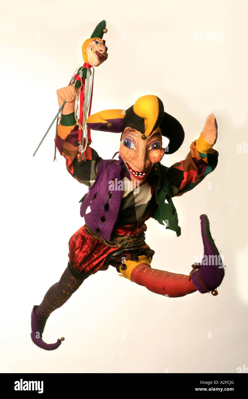 Un bouffon coloré ou joker marionnette Banque D'Images