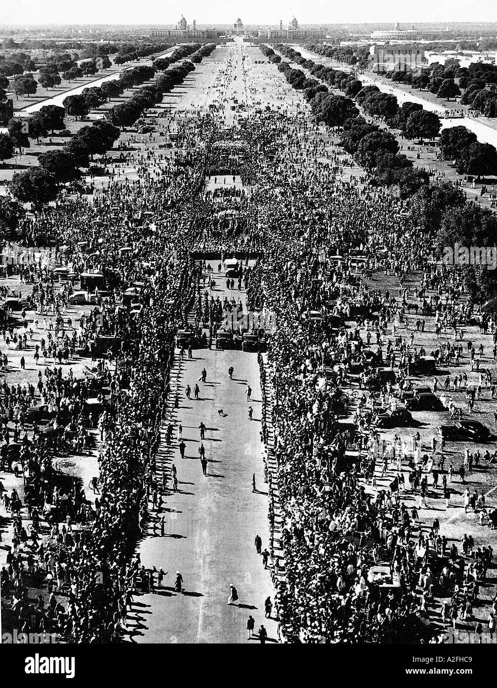 Mahatma Gandhi, foule de processions funéraires, Delhi, Inde, 31 janvier 1948, ancien millésime 1900 image Banque D'Images