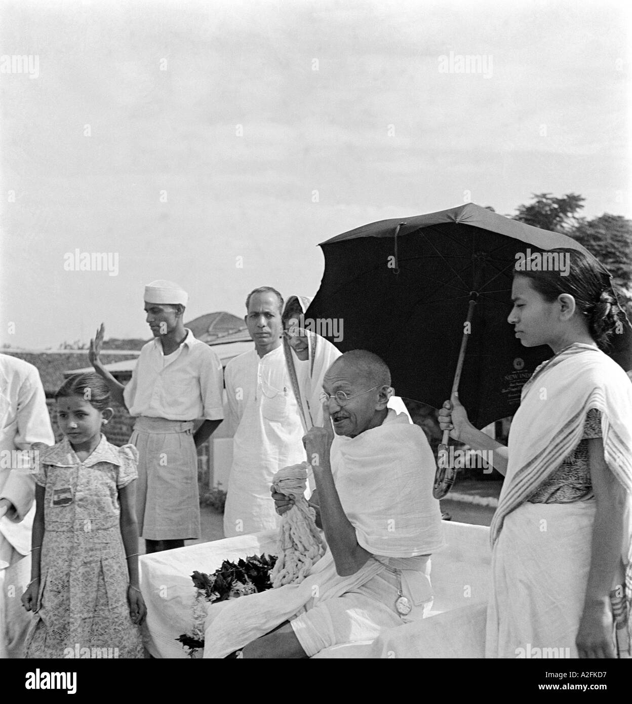 MKG33474 Le Mahatma Gandhi de son 75e anniversaire à Pune Maharashtra Inde 2 Octobre 1944 Banque D'Images