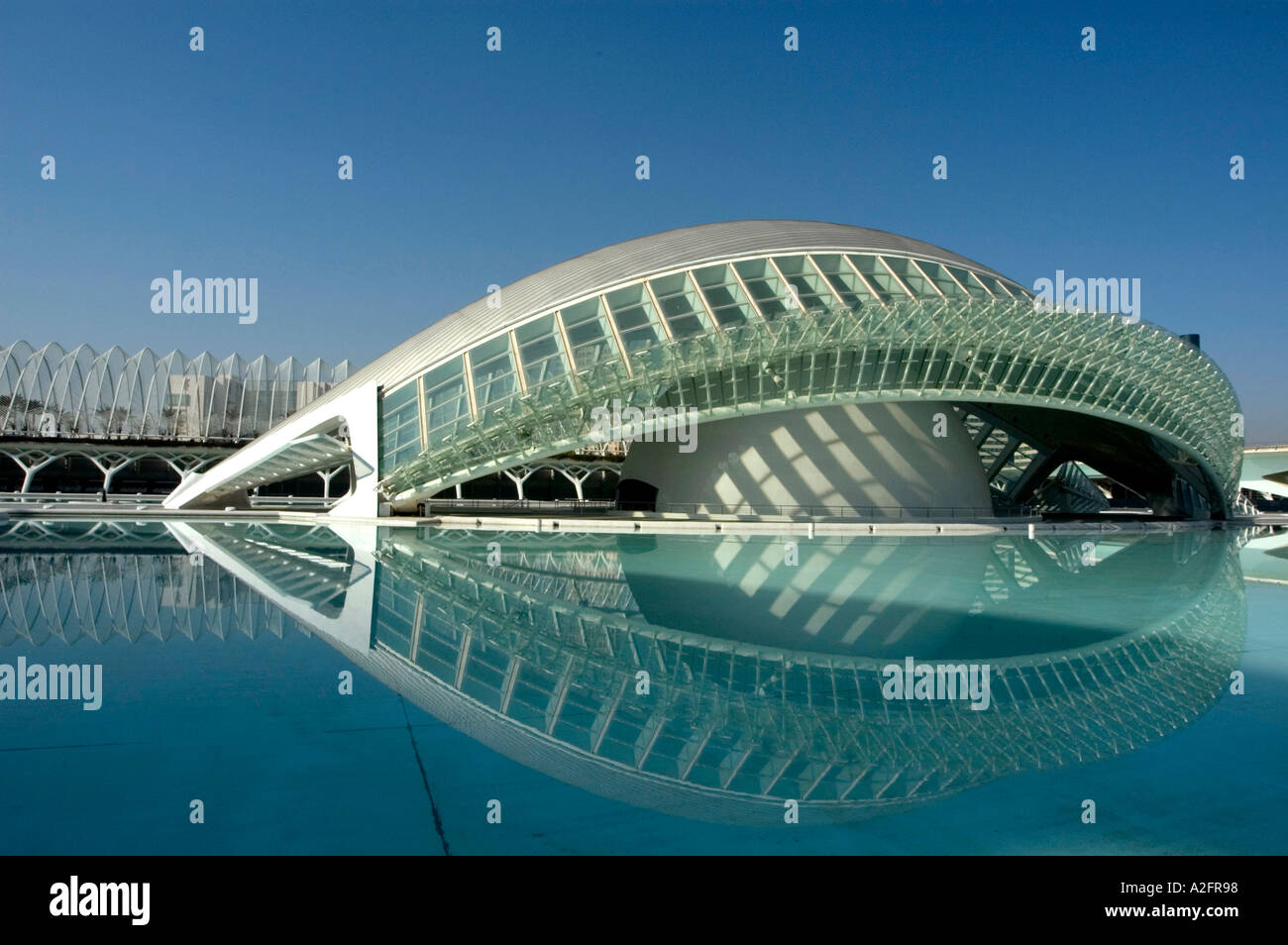 Le planétarium de l'HÉMISPHÈRE ET CINÉMA IMAX SUR LA CITÉ DES ARTS ET DES SCIENCES DE VALENCE ESPAGNE Banque D'Images