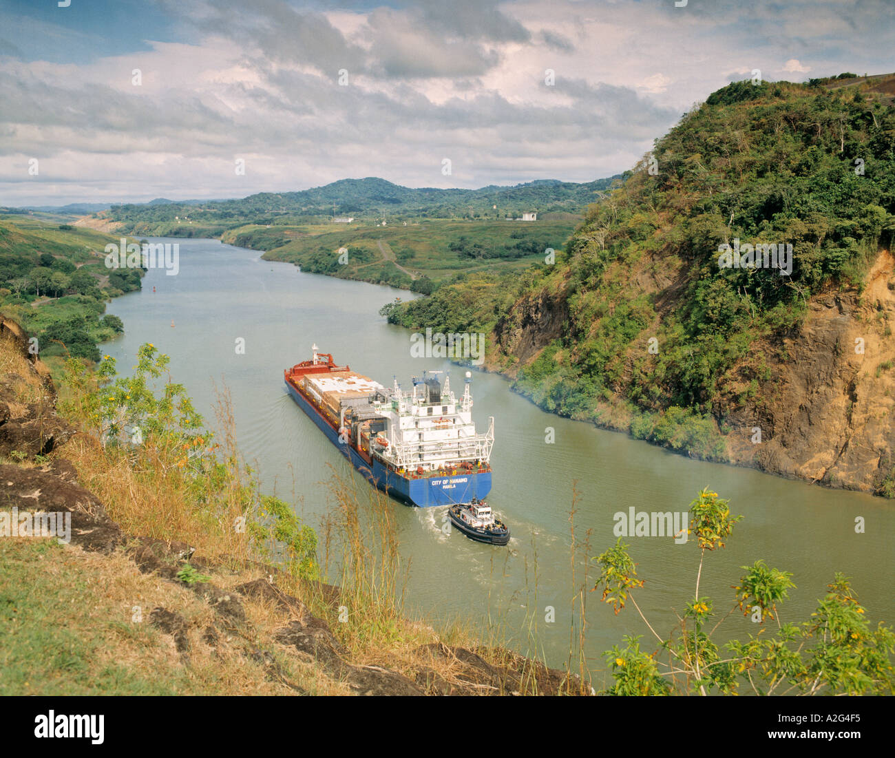 Canal de Panama, République du Panama. Le gaillard Cut aka la Coupe Culebra. Banque D'Images