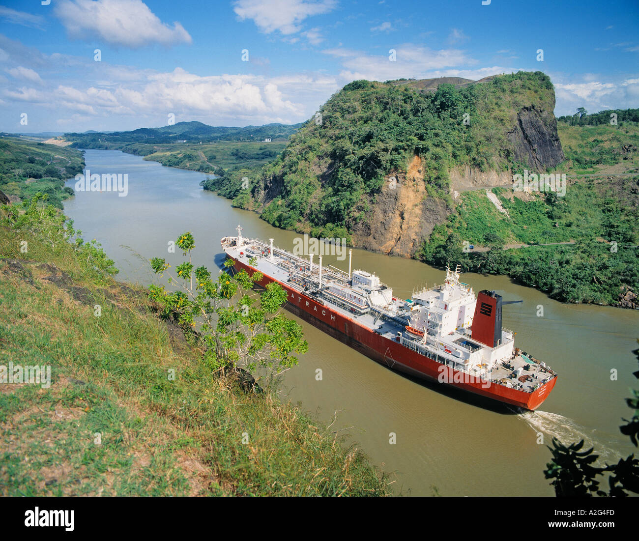Canal de Panama, République du Panama Le Gaillard Cut aka la Coupe Culebra Banque D'Images