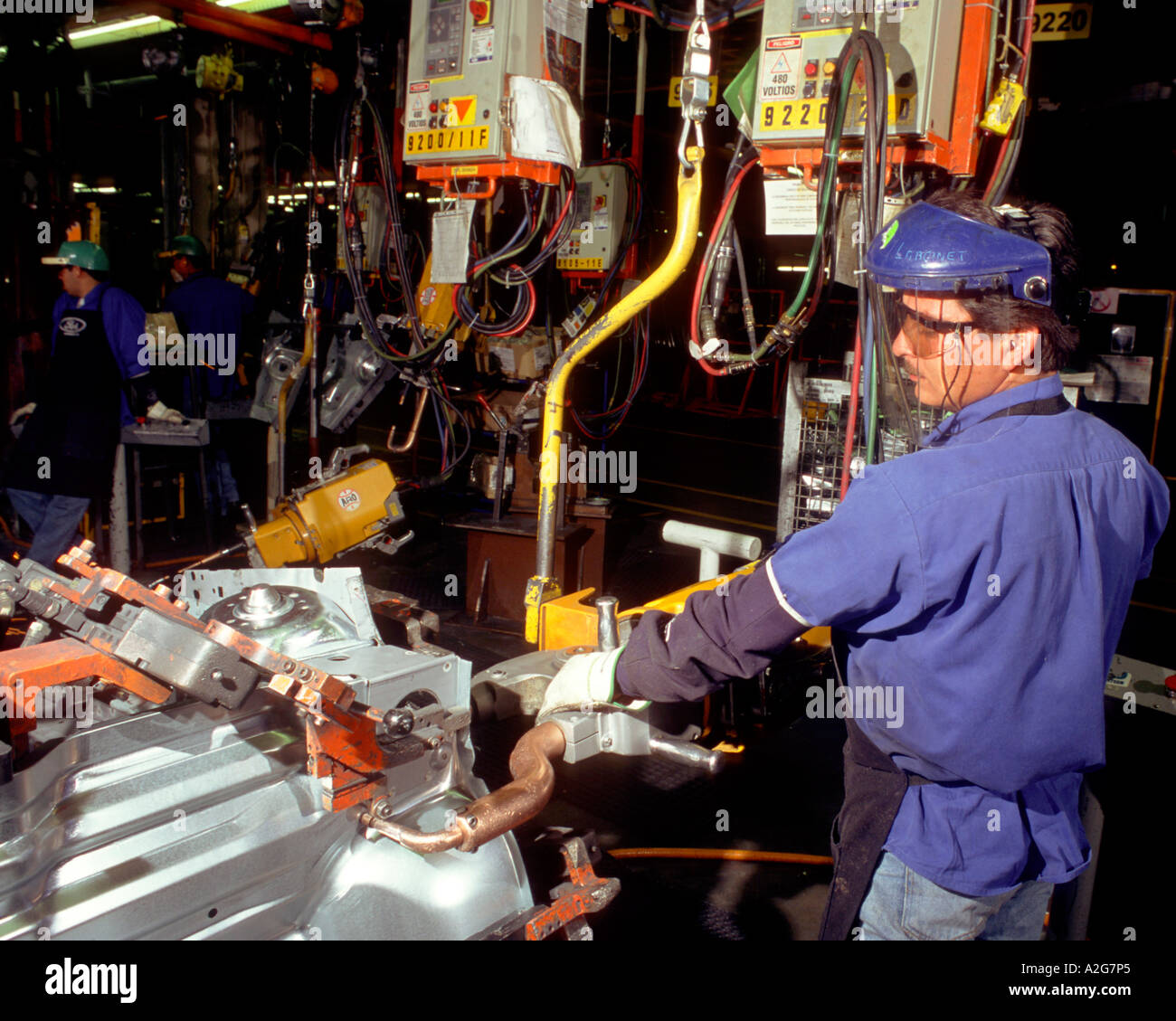 Hermosillo, Sonora, Mexique, Amérique du Nord. Soudure et assemblage du corps à l'usine automobile Ford. Banque D'Images
