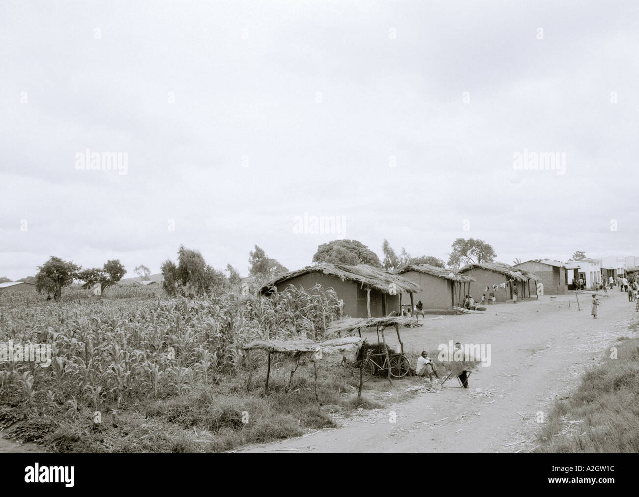 Reportage de voyage Photographie - un village de Malawi en Afrique sub-saharienne. La pauvreté des personnes d'Afrique subsaharienne Banque D'Images