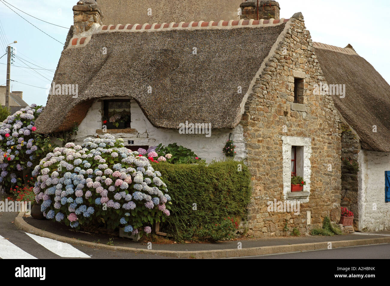Cottage traditionnel Riec sur Belon Finistere Bretagne France Banque D'Images Cottage traditionnel Riec sur Belon Finistere Bretagne France Banque D'Images