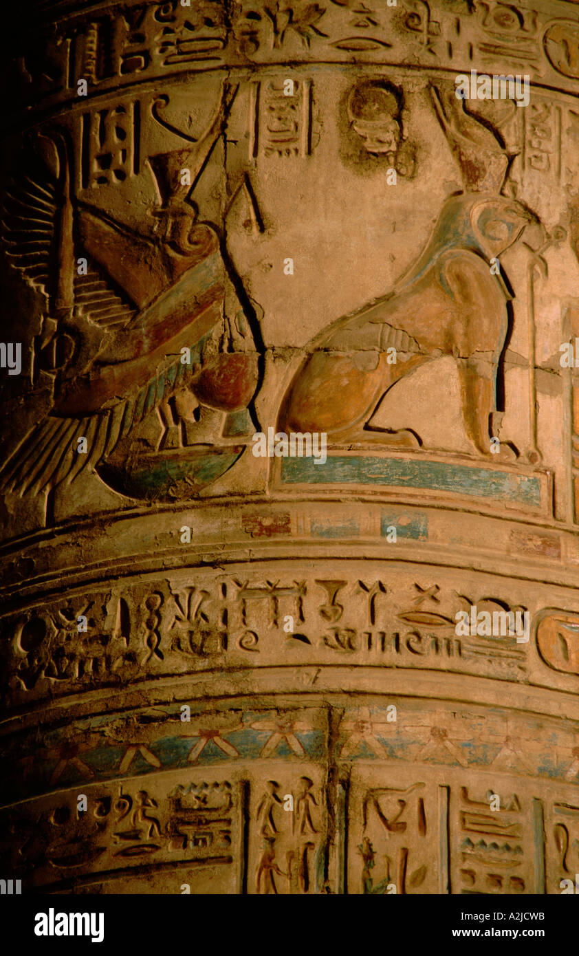 L'Afrique, l'Egypte, Kom Ombo, Nil, ancienne ville de Pa-Sebek, temple dédié aux dieux Sobek et Horus 2 Banque D'Images