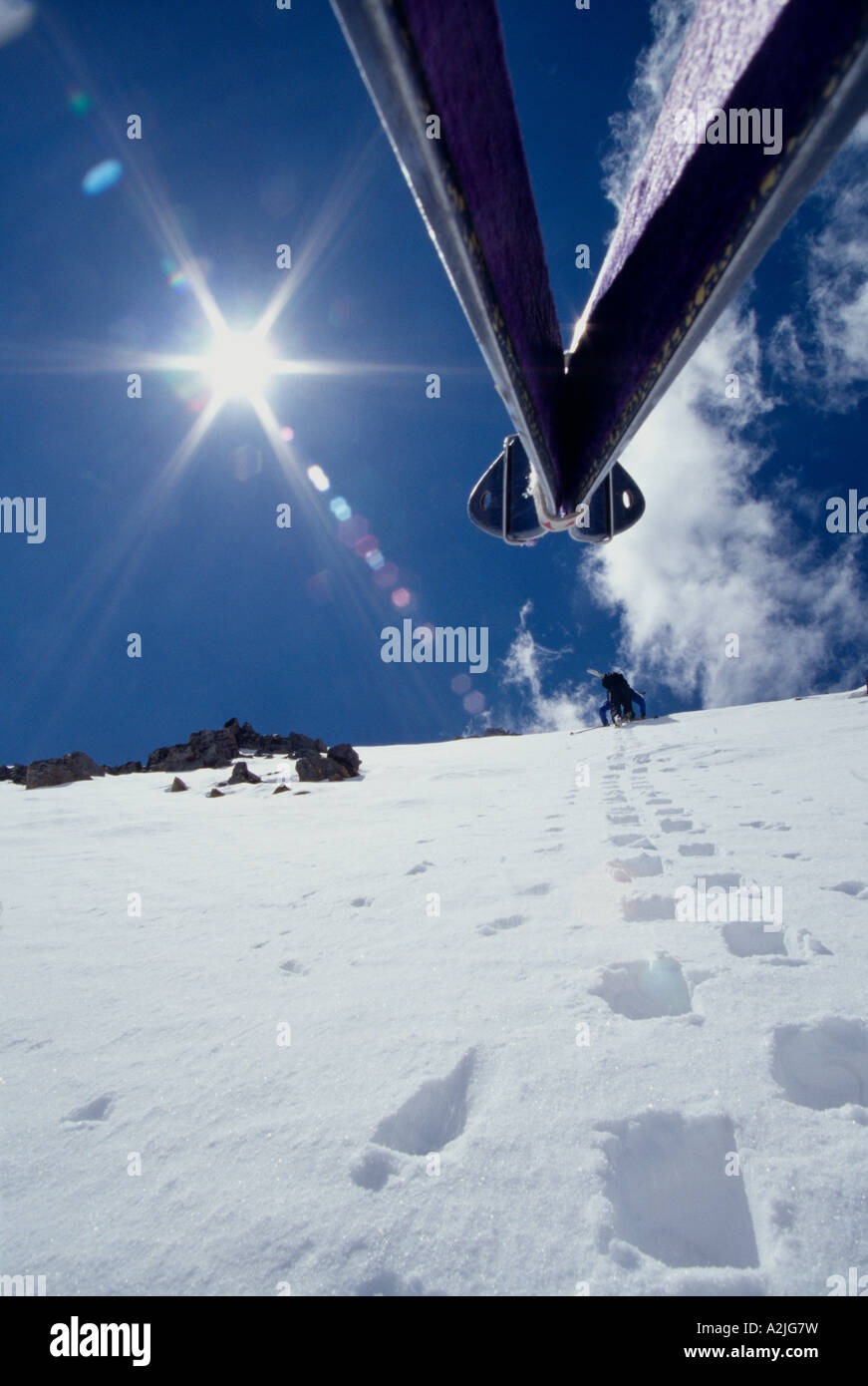 Jusqu'à lors de l'amorçage de la face nord du Mont Wilson, près de colorado telluride ski sont des photographes pack Banque D'Images