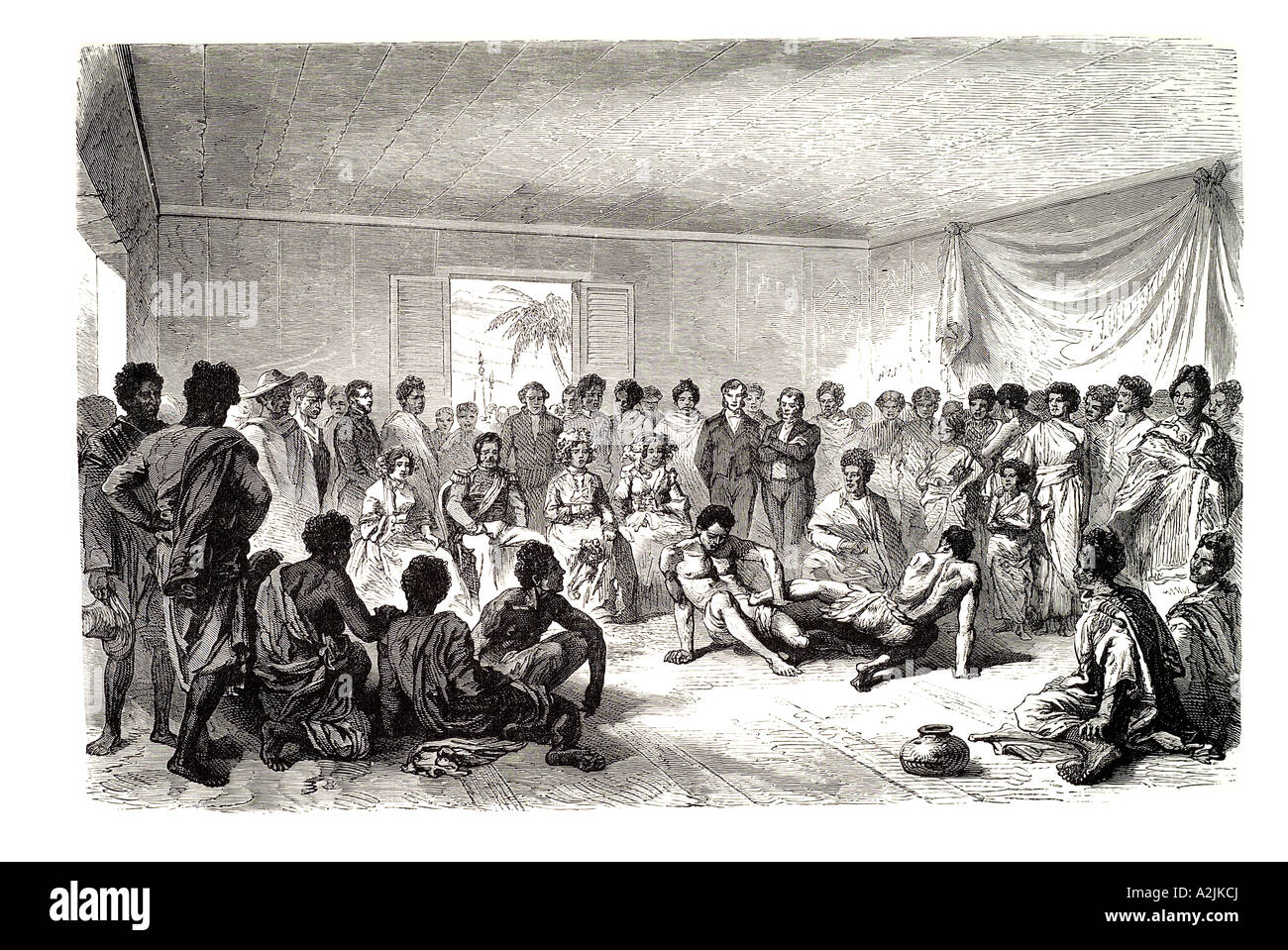 Antananarive Antananarivo Madagascar Afrique de l'Est malgache de lutte africaine sport de combat sans armes duel lutte famille royale king qu Banque D'Images