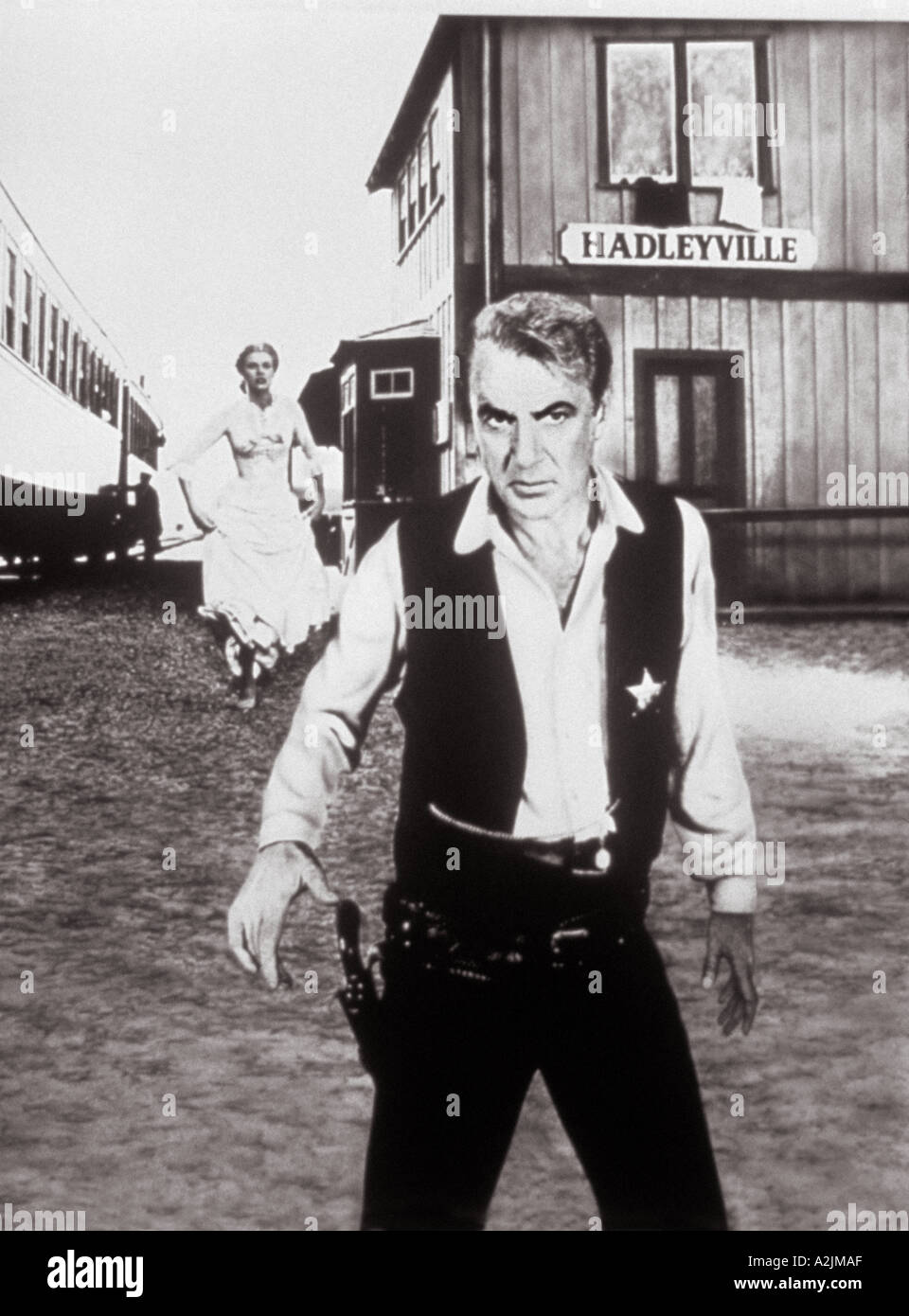 HIGH NOON Gary Cooper et Grace Kelly dans le film Western Classic 1952 Banque D'Images