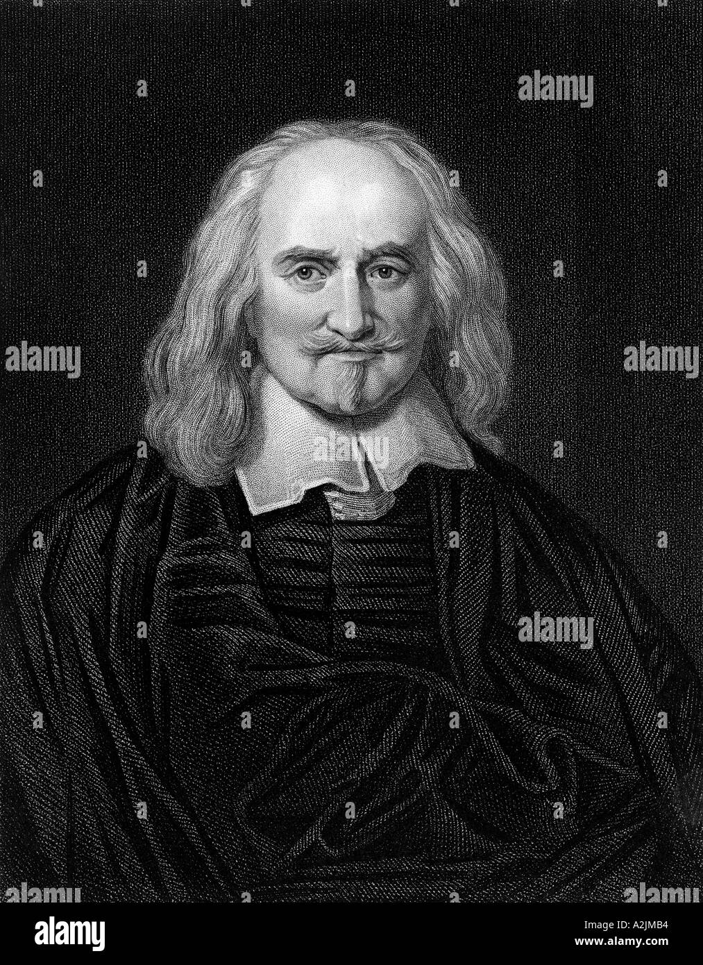 Philosophe politique anglais Thomas Hobbes (1588-1679) Son ouvrage le Léviathan en 1651 qui a soutenu à un roi d'alimentation Banque D'Images