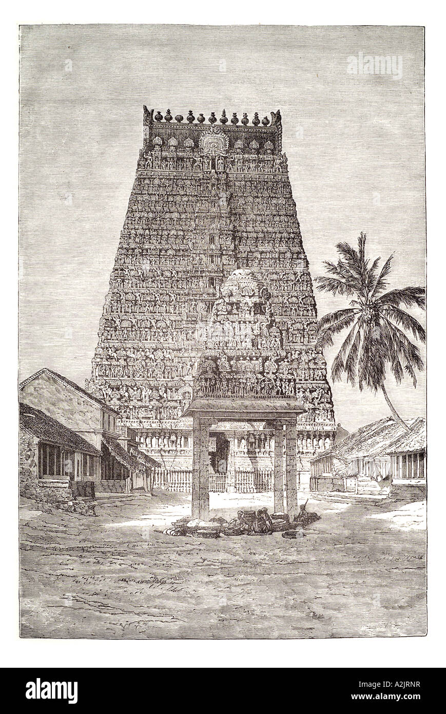 La tour du temple Kumbakonam Kumbeswaran Asie du Sud Inde du sud Tamil Nadu sarangapani ornate hindu religion siva en pierre Banque D'Images