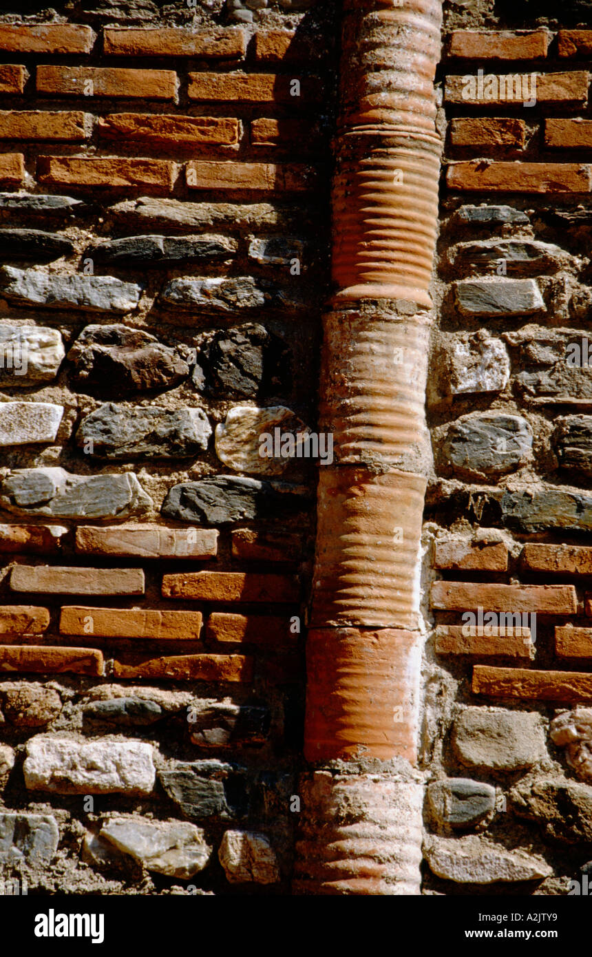 La Turquie, Sardes, empire de la Lydie. Détail de l'ancienne des conduites d'eau à bains romains. Banque D'Images