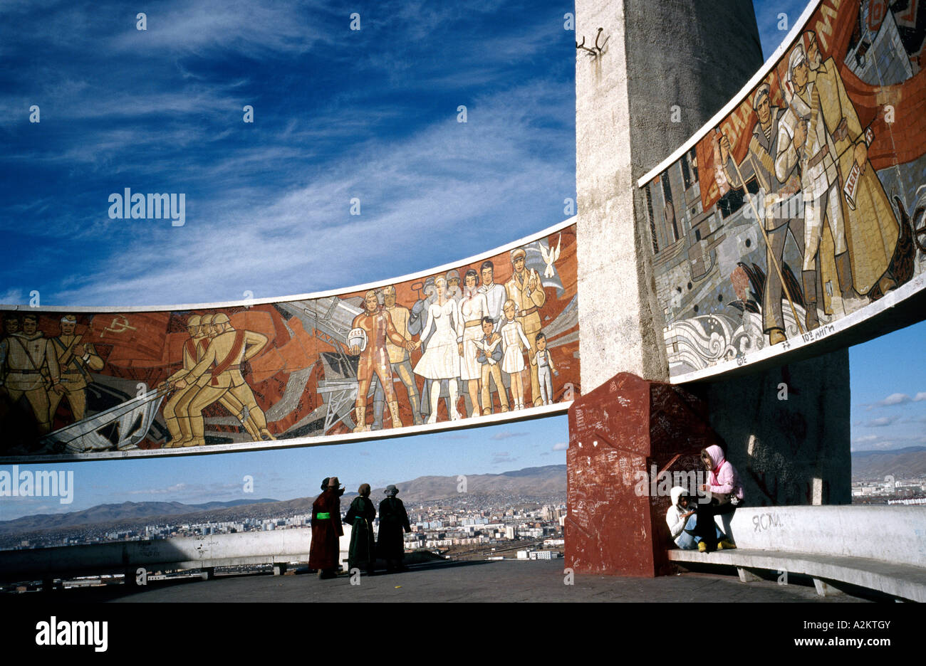 Memorial Zaisan, construite par les Russes pour commémorer les soldats inconnus - héritage soviétique à Ulaan-Bataar Banque D'Images