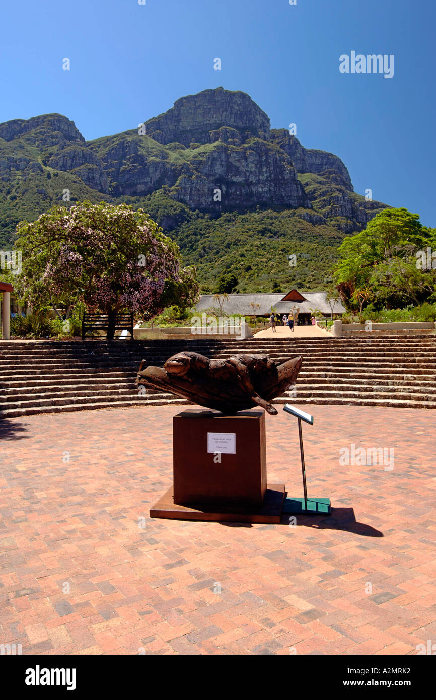 La sculpture et la ville du Cap, dans les jardins botaniques de Kirstenbosch. Banque D'Images