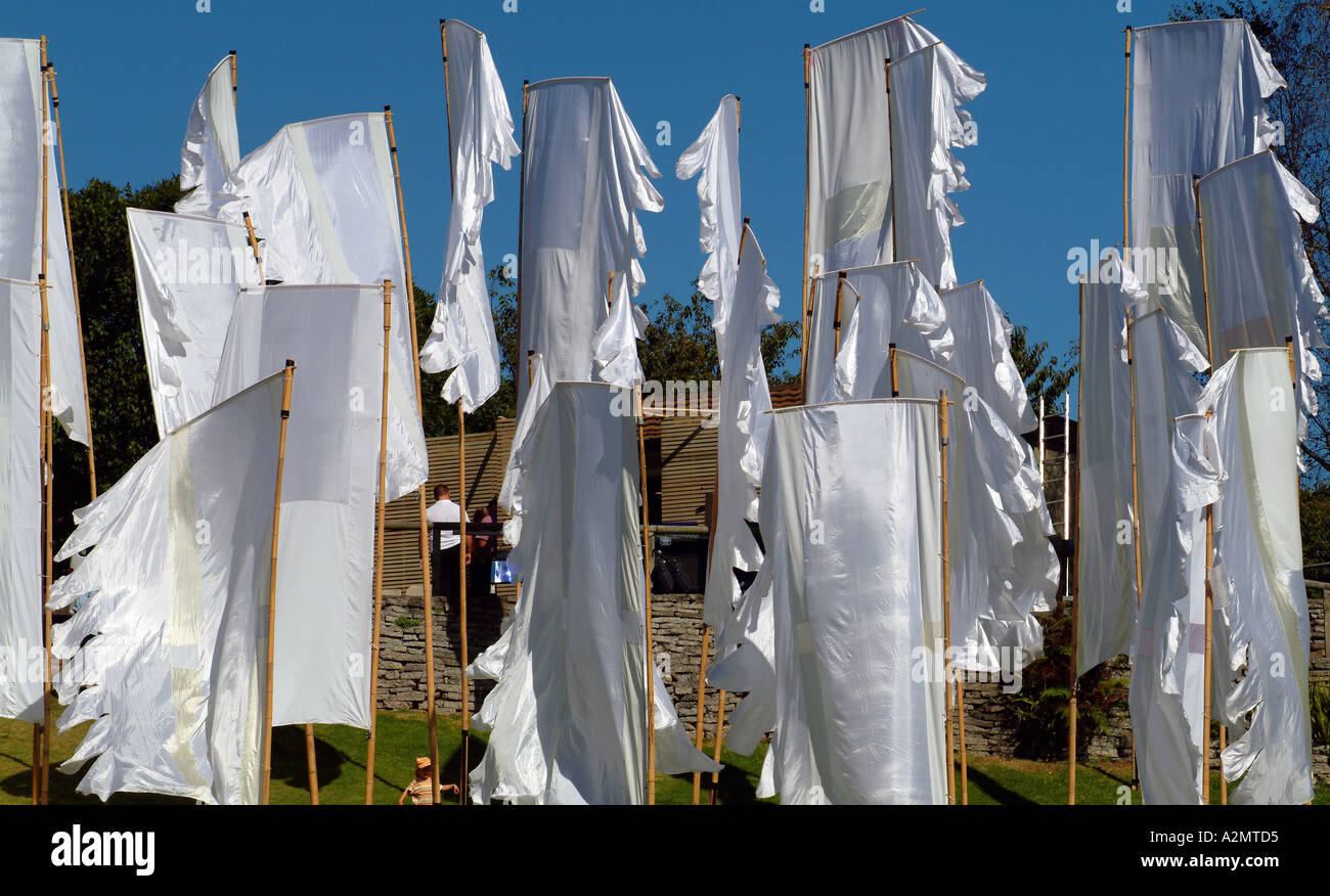 La marque blanche drapeaux de WOMAD Banque D'Images