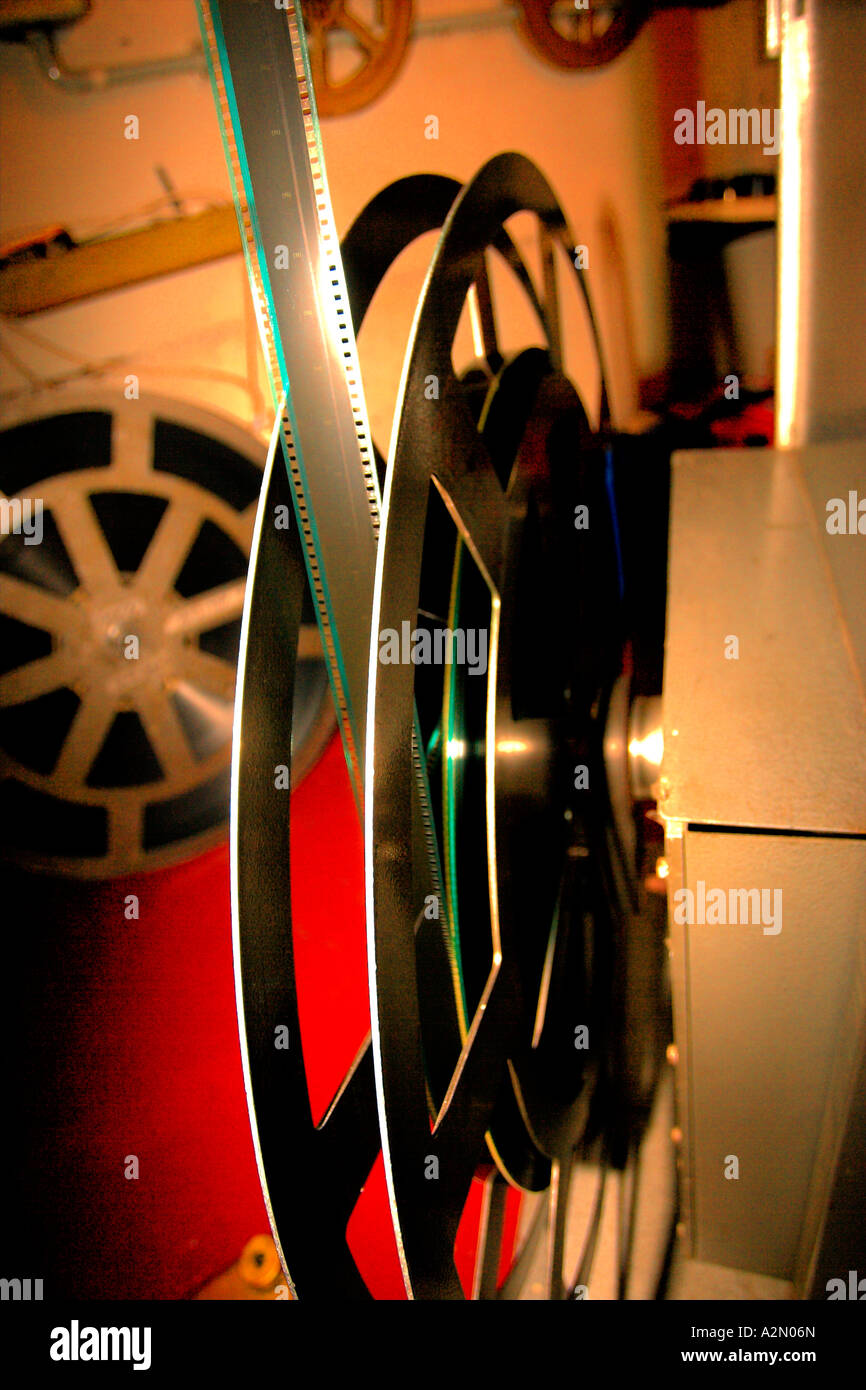 Image intérieur de salle de projection cinéma & projectionniste et projecteurs Banque D'Images