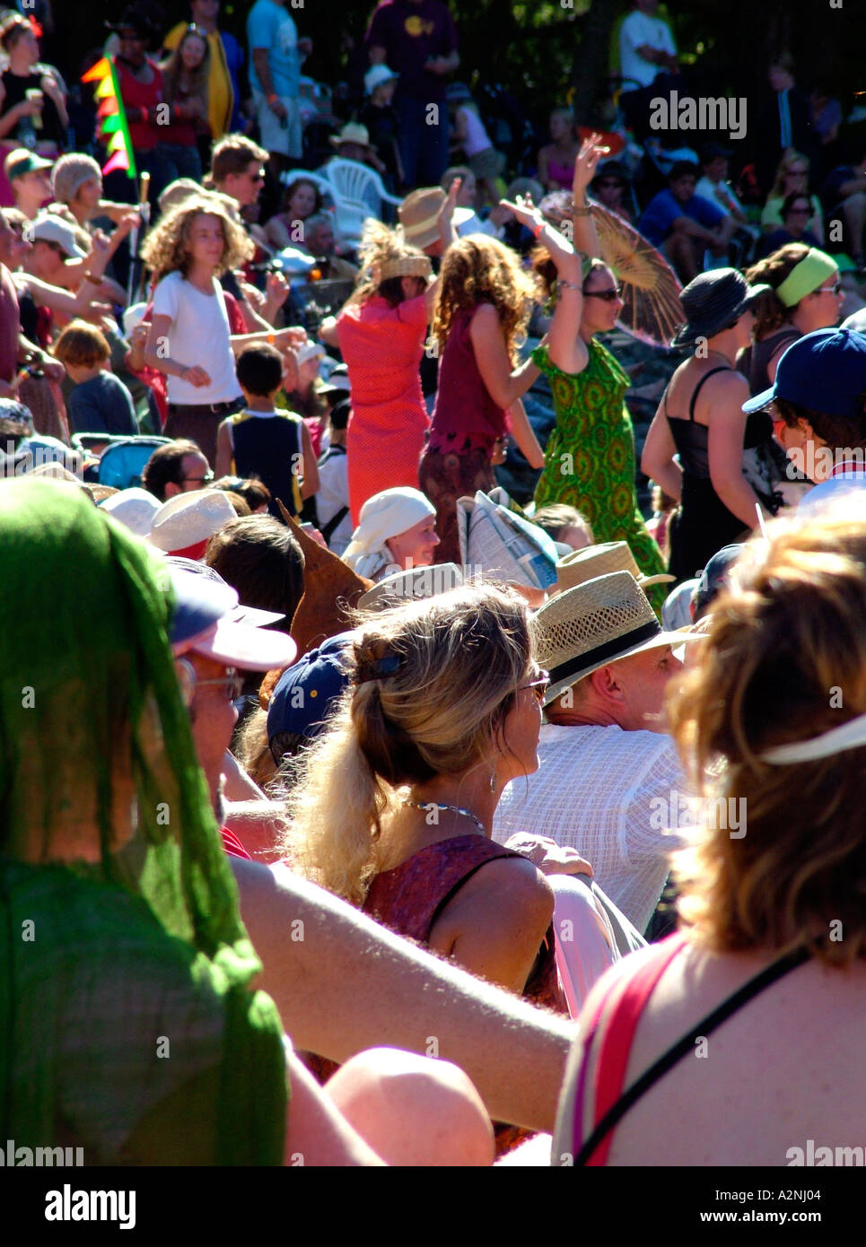 Les foules au festival WOMAD 2005 Musique Nouvelle Zélande Taranaki Banque D'Images Les foules au festival WOMAD 2005 Musique Nouvelle Zélande Taranaki Banque D'Images
