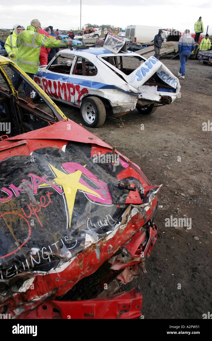 Les courses de voitures, Nutts Corner Raceway, l'Irlande du Nord Banque D'Images