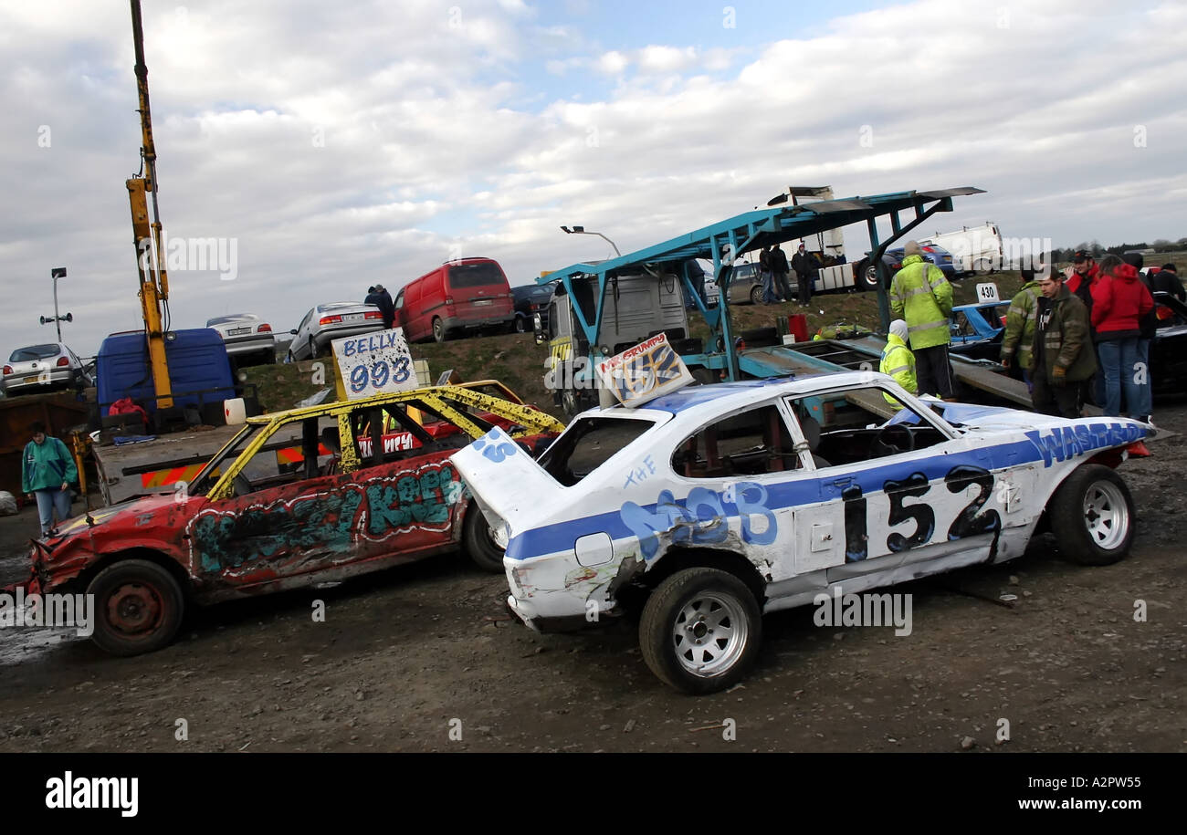 Les courses de voitures, Nutts Corner Raceway, l'Irlande du Nord Banque D'Images