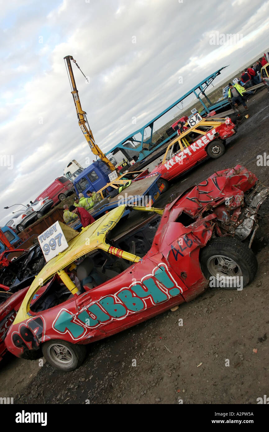 Les courses de voitures, Nutts Corner Raceway, l'Irlande du Nord Banque D'Images