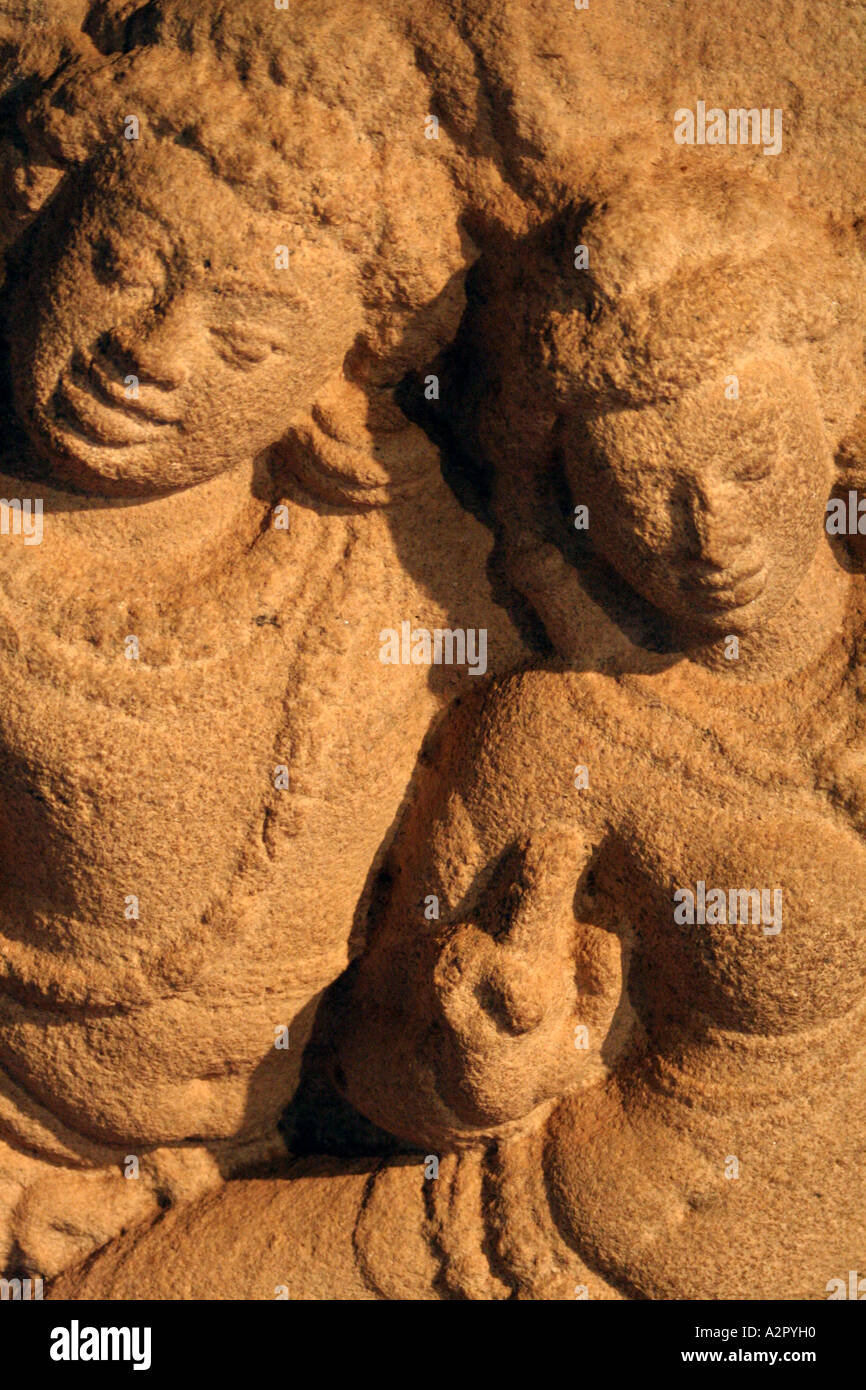 Sri Lanka, la sculpture des amoureux à Abhayagiri Museum Banque D'Images