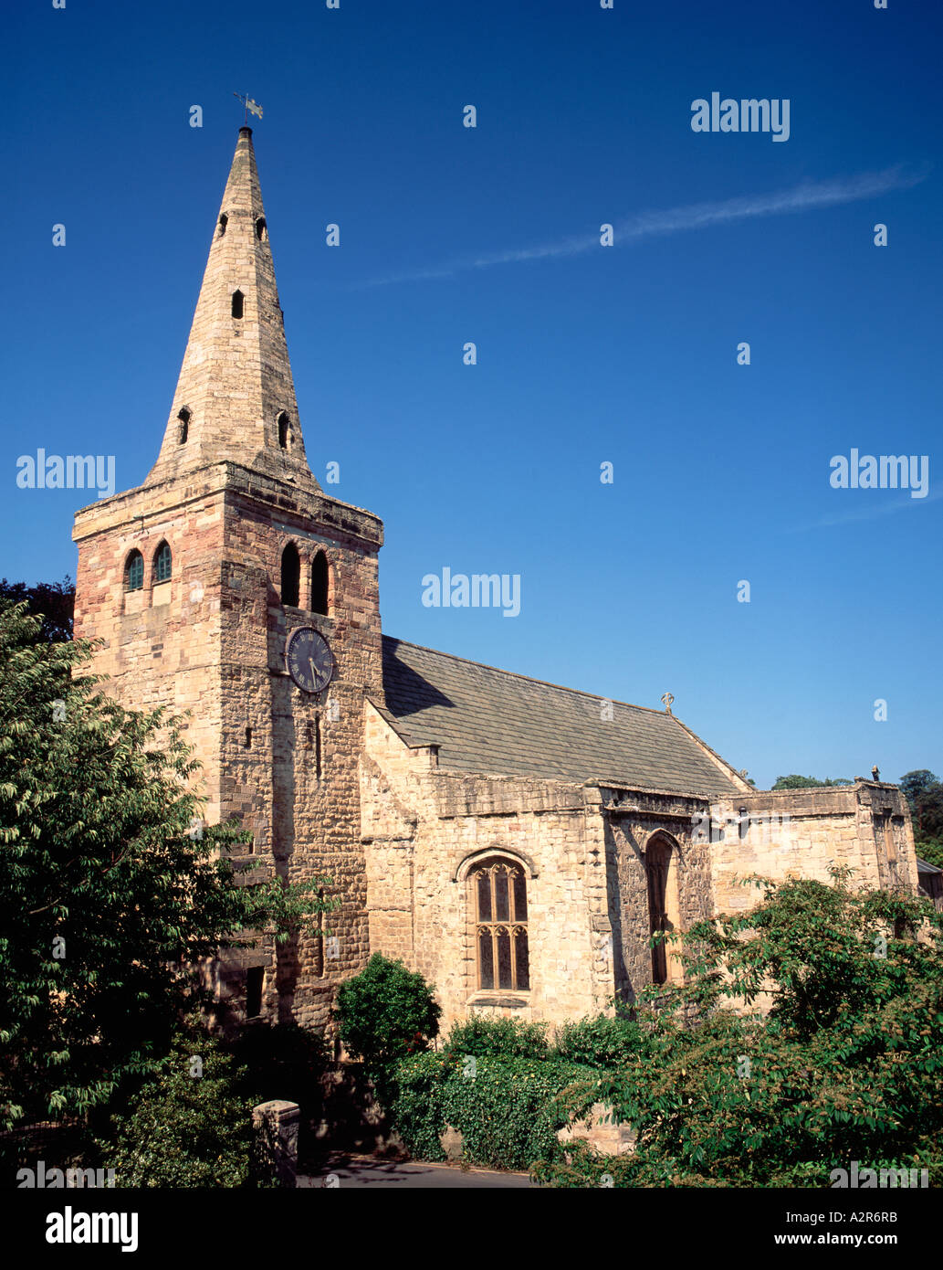 L'église Saint-Laurent, Warkworth, Northumberland, England Banque D'Images