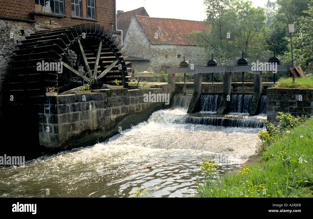 Roue à eau vidange mill Belgique Banque D'Images