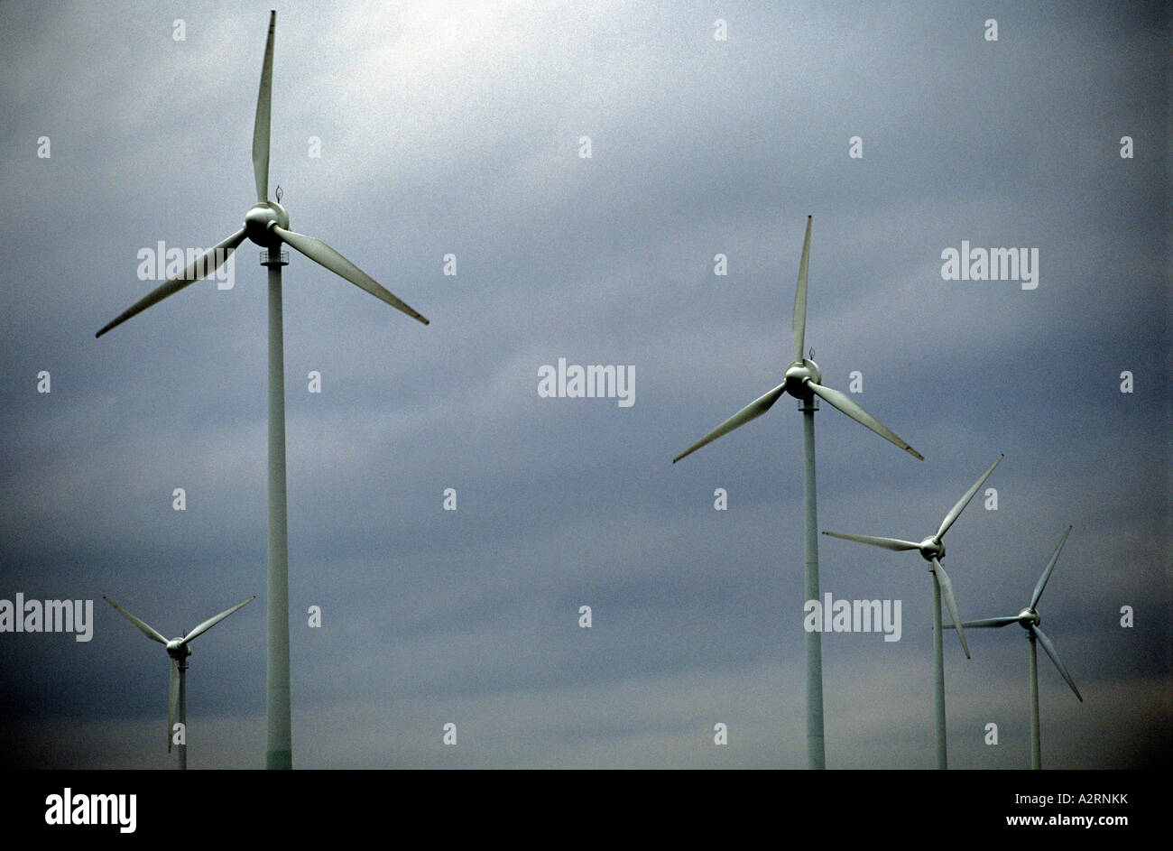 Éoliennes à Lichtenau-Asseln windpark, Rhénanie du Nord-Westphalie, Allemagne, le plus grand parc éolien à l'intérieur des terres. Banque D'Images