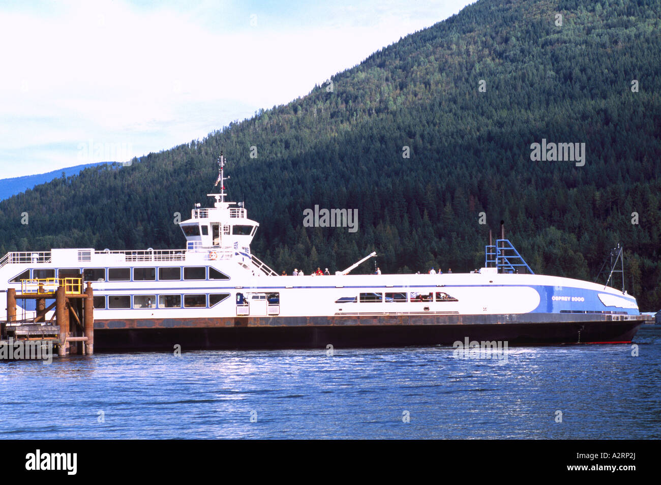 Le traversier Balfour 'Osprey' 2000 amarré sur le lac Kootenay près de Balfour dans la région de Kootenay, en Colombie-Britannique, Canada Banque D'Images