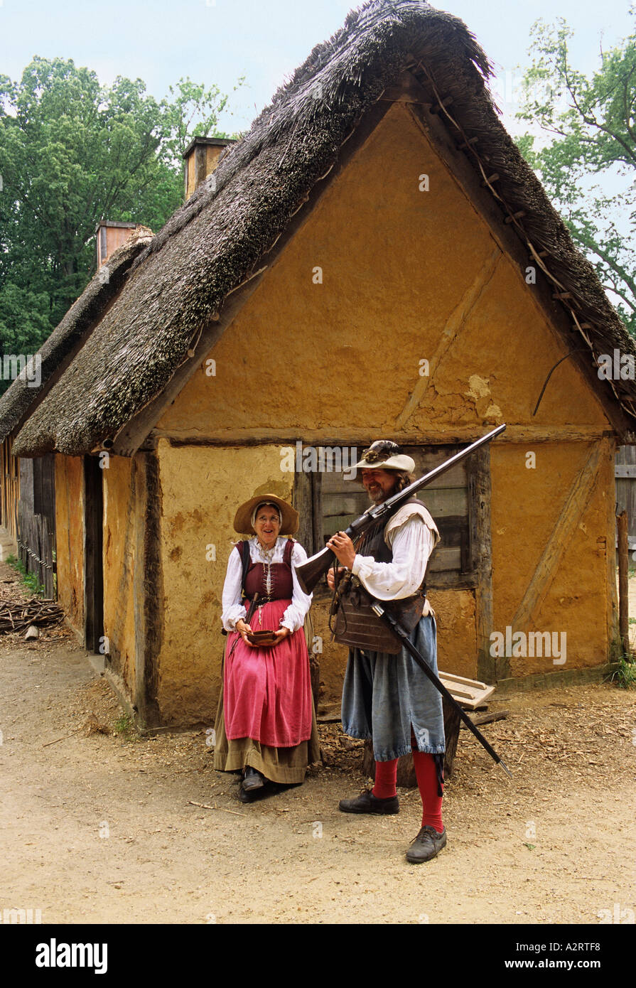 Virginie Jamestown Settlement living history museum Fort James reenactors Banque D'Images