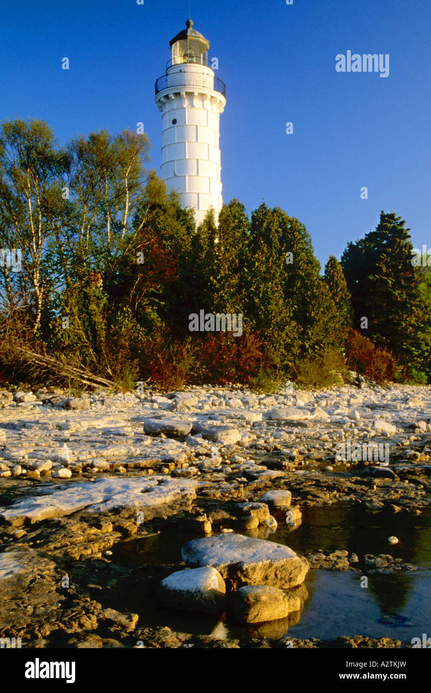 Cana Island Lighthouse au lac Michigan en hiver, USA (Wisconsin), comté de porte Banque D'Images