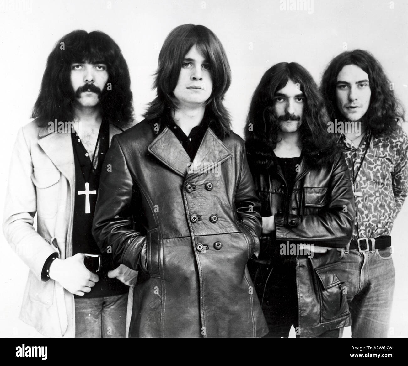 BLACK SABBATH 1969 lineup original de groupe rock britannique de gauche à droite : Tony Iommi, Ozzy Osbourne, Geezer Butler, Bill Ward Banque D'Images