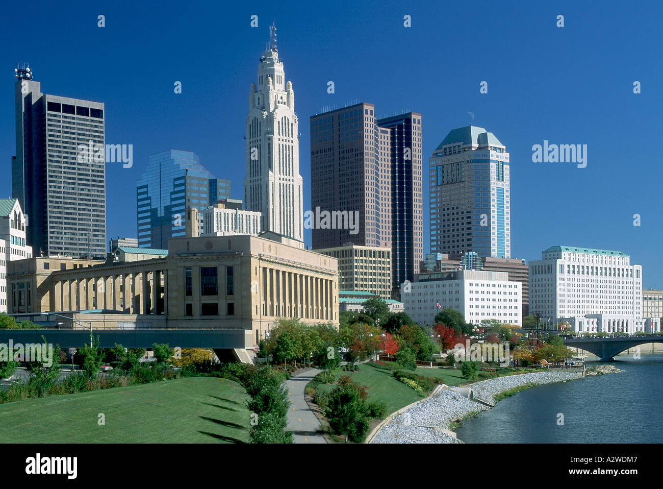 Columbus Ohio skyline avec immeuble fédéral et plusieurs bâtiments du gouvernement de l'état Banque D'Images