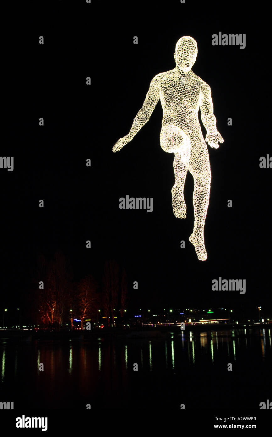 La sculpture en forme de léviter au-dessus du Rhône, Genève, Suisse Banque D'Images