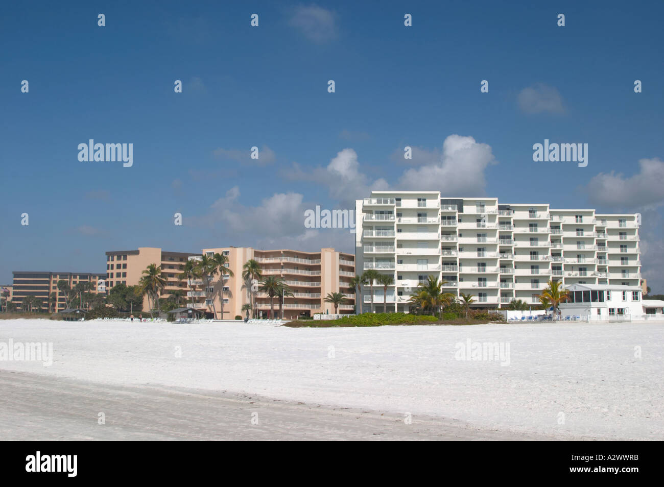 CONDO BUILDINGS LE LONG Siesta Key Beach sur SIESTA KEY DANS LE SUD-OUEST DE LA FLORIDE Banque D'Images CONDO BUILDINGS LE LONG Siesta Key Beach sur SIESTA KEY DANS LE SUD-OUEST DE LA FLORIDE Banque D'Images