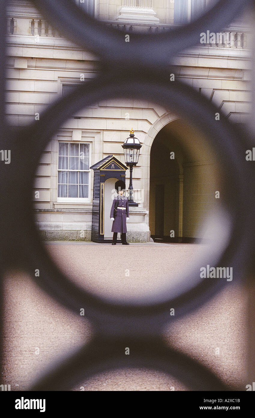 Sur sentry duty Buckingham Palace Banque D'Images