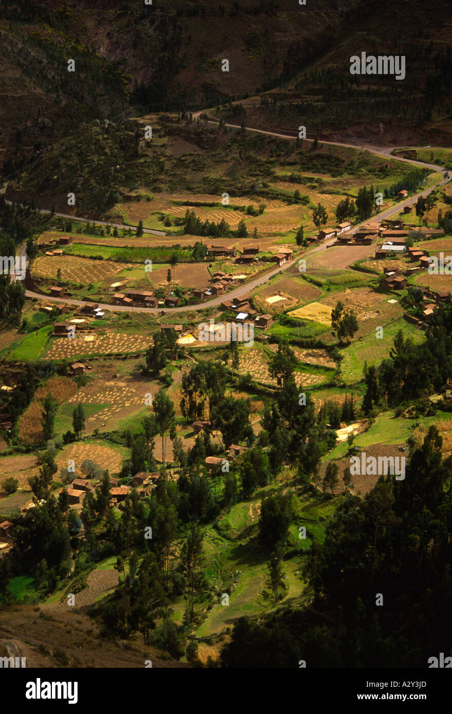 Paysage Vertical Détail montrant des champs dans la Vallée Sacrée, le Pérou, Amérique du Sud Banque D'Images