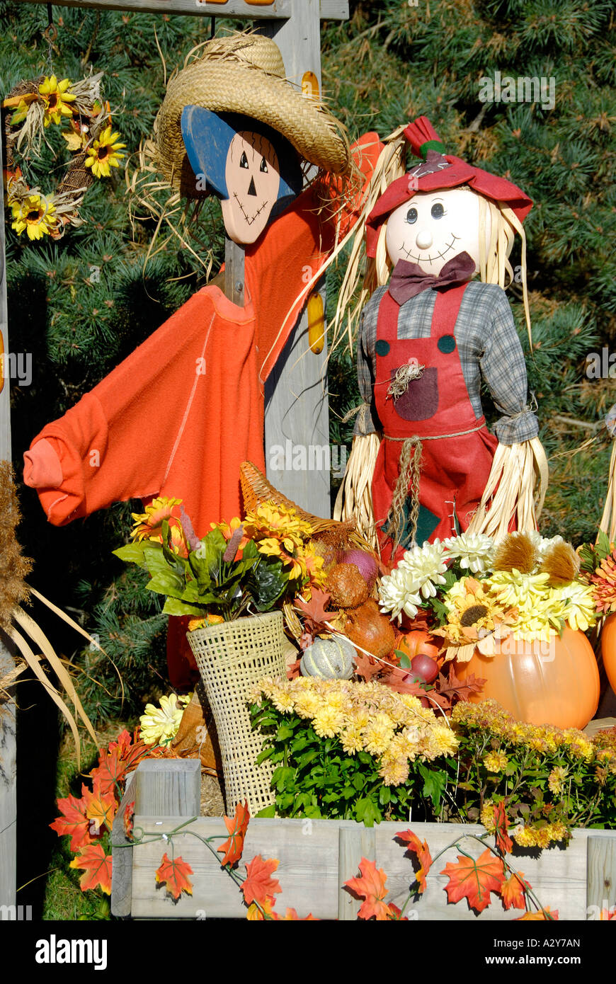 Affichage de l'Halloween sur la pelouse d'une maison Banque D'Images