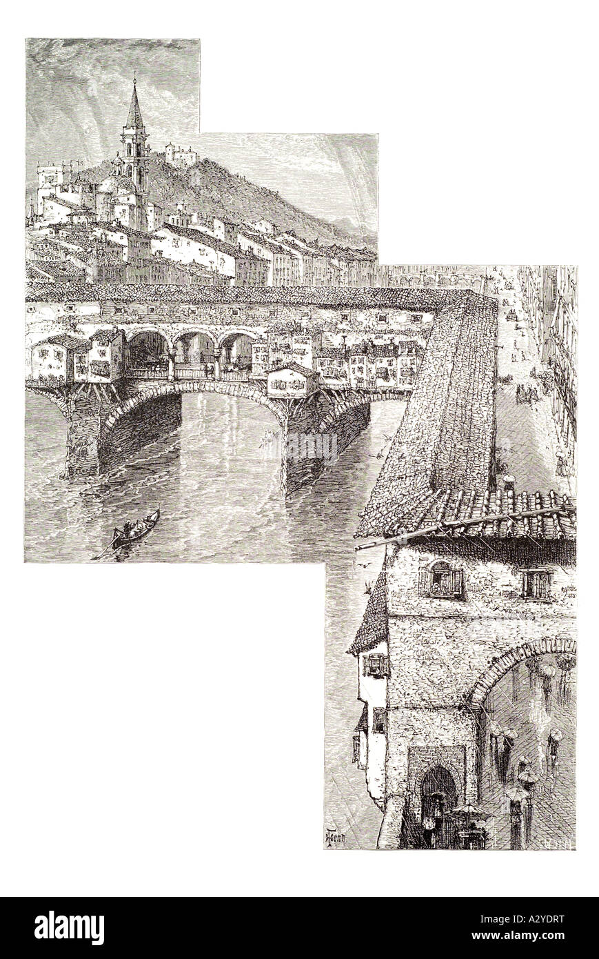 Arno Ponte Vecchio Firenze Toscane amérique du nord de l'Italie Italia Toscana transports commerce fiume shop bois moi Banque D'Images