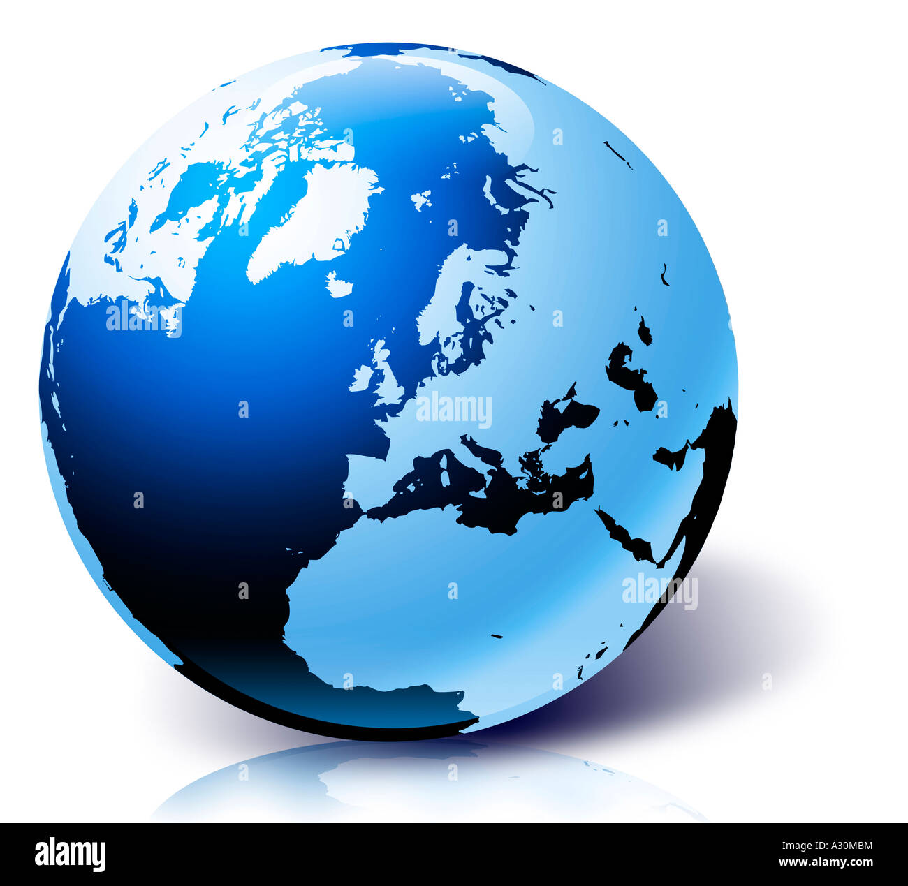 Globe avec vue sur l'Europe de l'Afrique du Nord Canada Région du Moyen-Orient et de l'Océan Arctique Banque D'Images