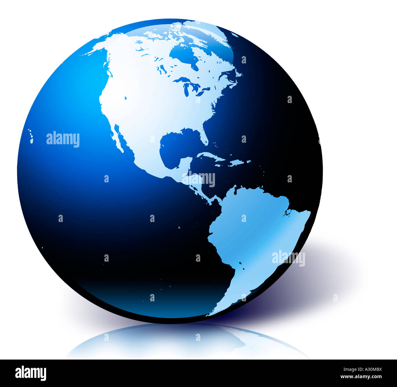 Globe avec vue sur l'Amérique du Nord et du Sud et l'Océan Pacifique Banque D'Images