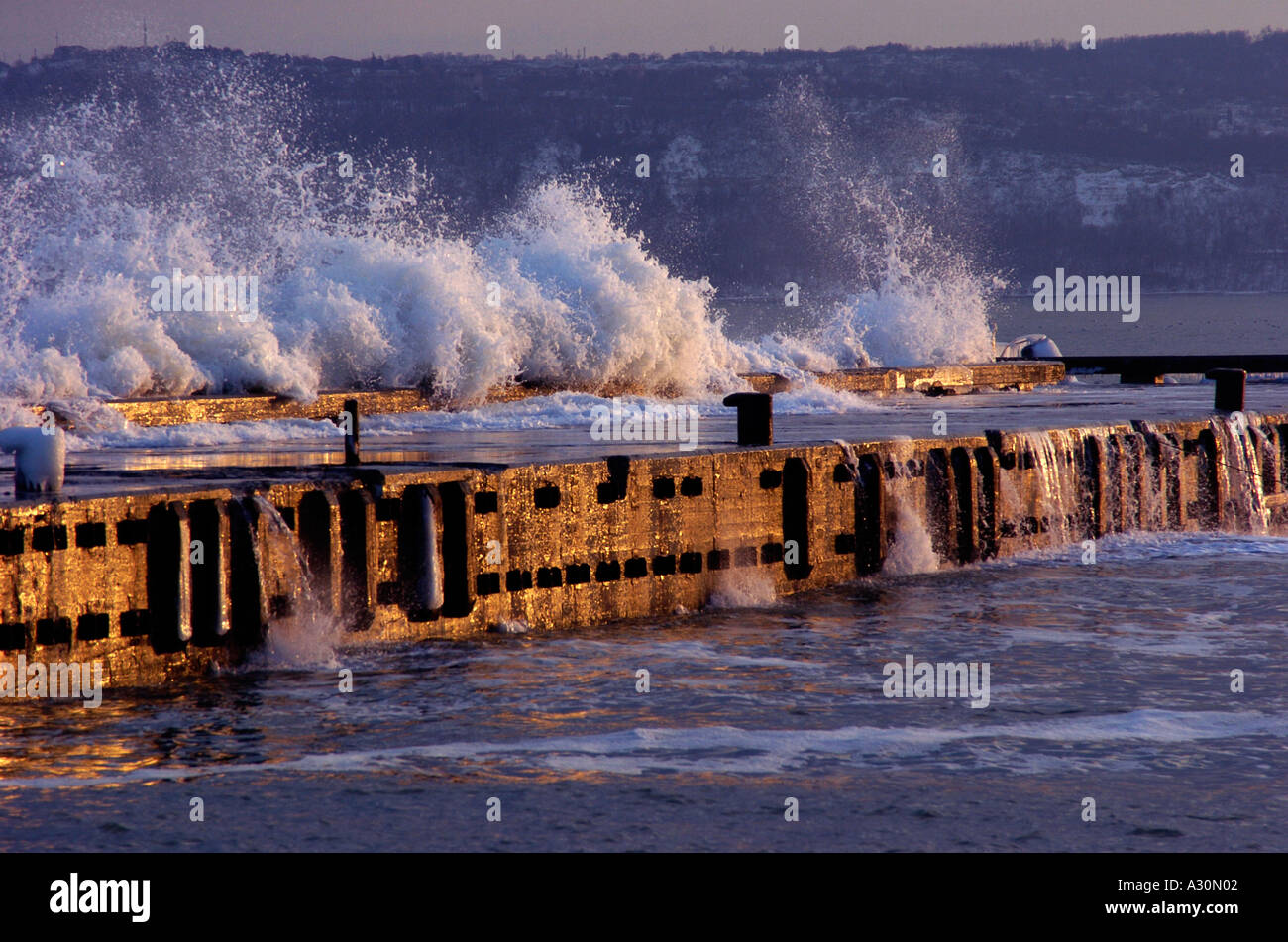 Hydropanorama de l'hiver, Varna, Bulgarie Banque D'Images