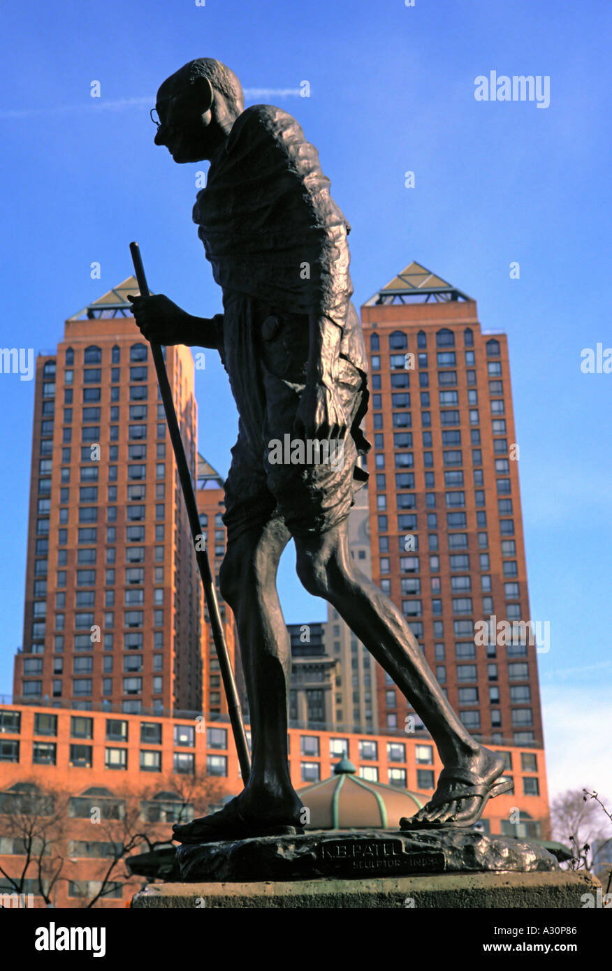 Statue du sculpteur indien Mahatma Gandhi par K B Patel à Union Square à New York Banque D'Images