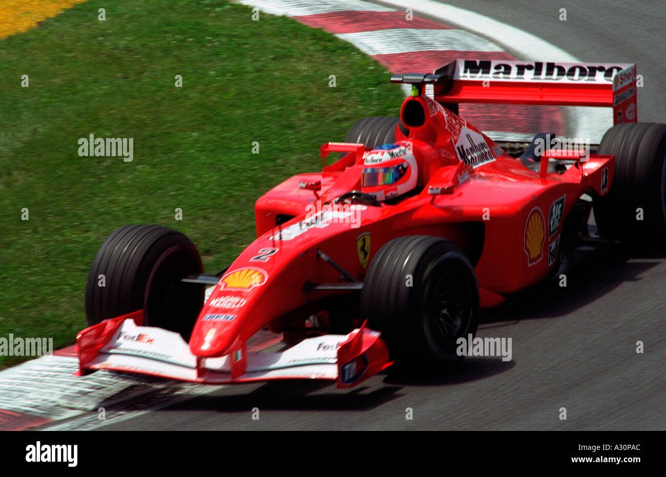 Rubens Barrichello s Ferrari en mouvement Grand Prix du Canada Montréal Québec 2001 Banque D'Images